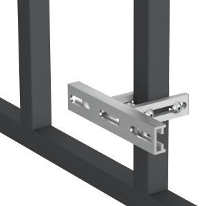 Solar Halterung zur Befestigung an einer Geländerstrebe für Balkonkraftwerke.