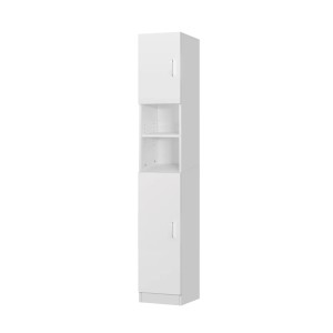 ML-Design Badezimmerschrank, weißer Hochschrank (30x190x25 cm) mit Türen und offenen Fächern.