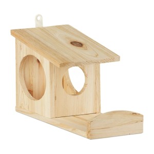 Relaxdays Eichhörnchen Futterhaus Tannenholz Natur Zum Hängen 17,5 cm x 14 cm x 25 cm 430 g