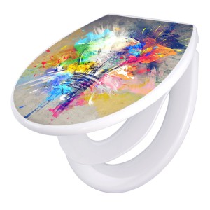 Banjado Familien WC-Sitz mit Absenkautomatik und buntem Motiv.