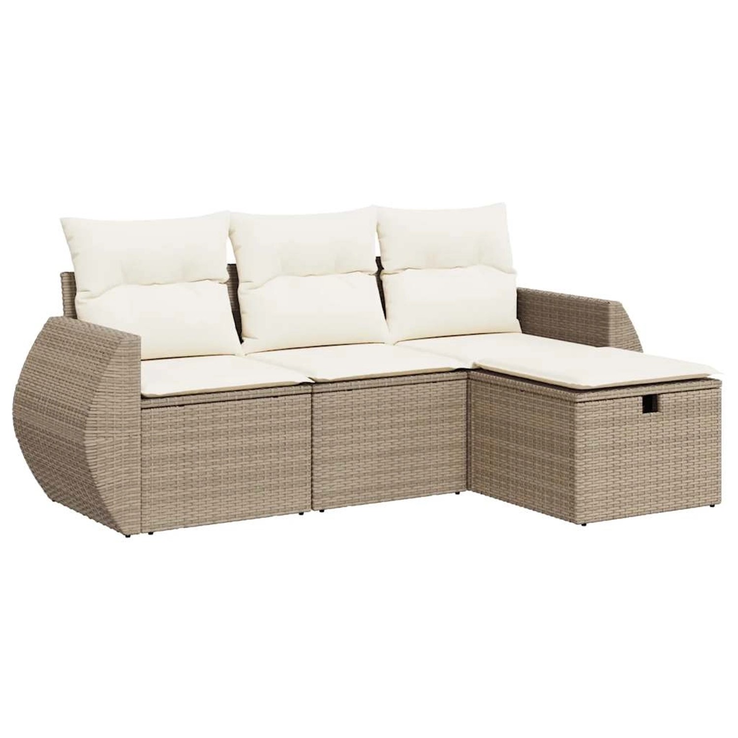 vidaXL 4-Tlg Garten-Sofagarnitur mit Kissen Beige Poly Rattan 3325554 günstig online kaufen