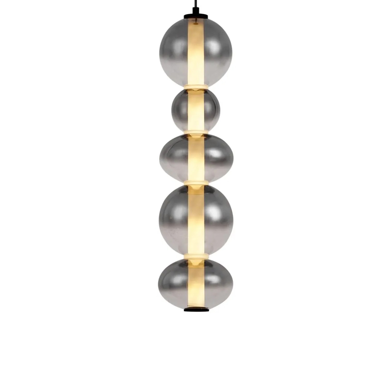 QAZQA Art Deco Hängeleuchte Schwarz mit Rauch  und Klarglas 5 Flammig inkl  LED Lizzy