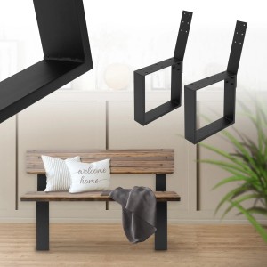 ML-Design Bankbeine, 2er Set, Stahl schwarz mit Rückenlehne für Gartenbank.