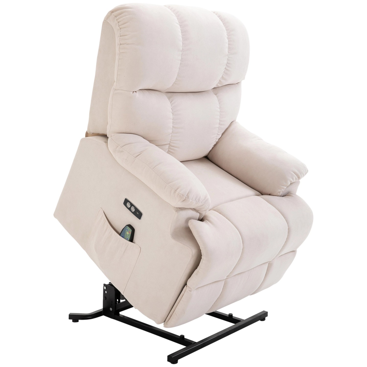 Thumbnail - HOMCOM Massagesessel Polyester Holz Metall Schaumstoff Cremeweiß