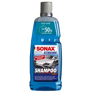 Sonax Xtreme Shampoo 2in1, 1 Liter Flasche für Autopflege. Reinigt Lack, Metall, Glas und Kunststoff.