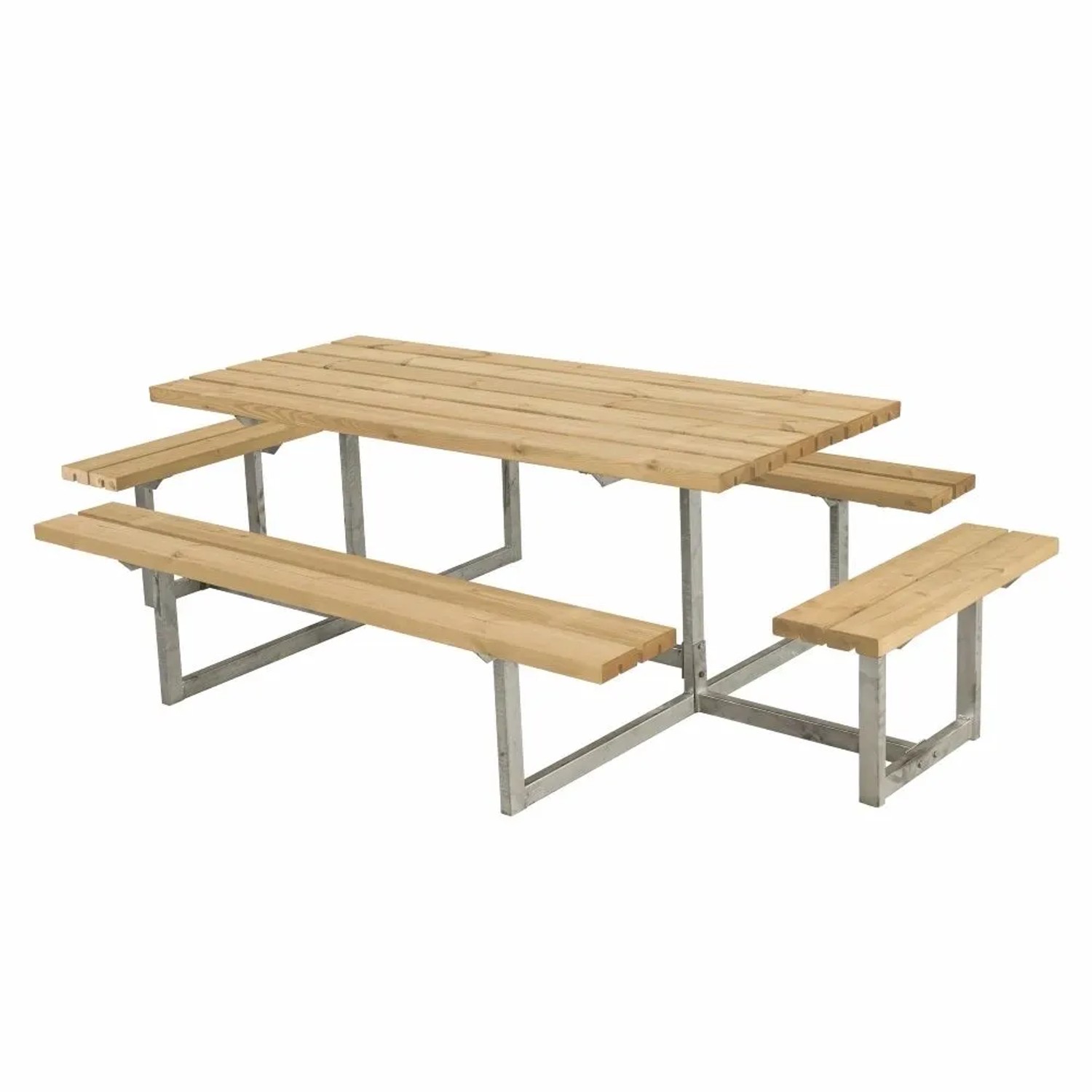 PLUS Gartenmöbel-Set Basic 260 cm mit 2 Anbausätzen Tisch-Bank-Kombination ThermoWood