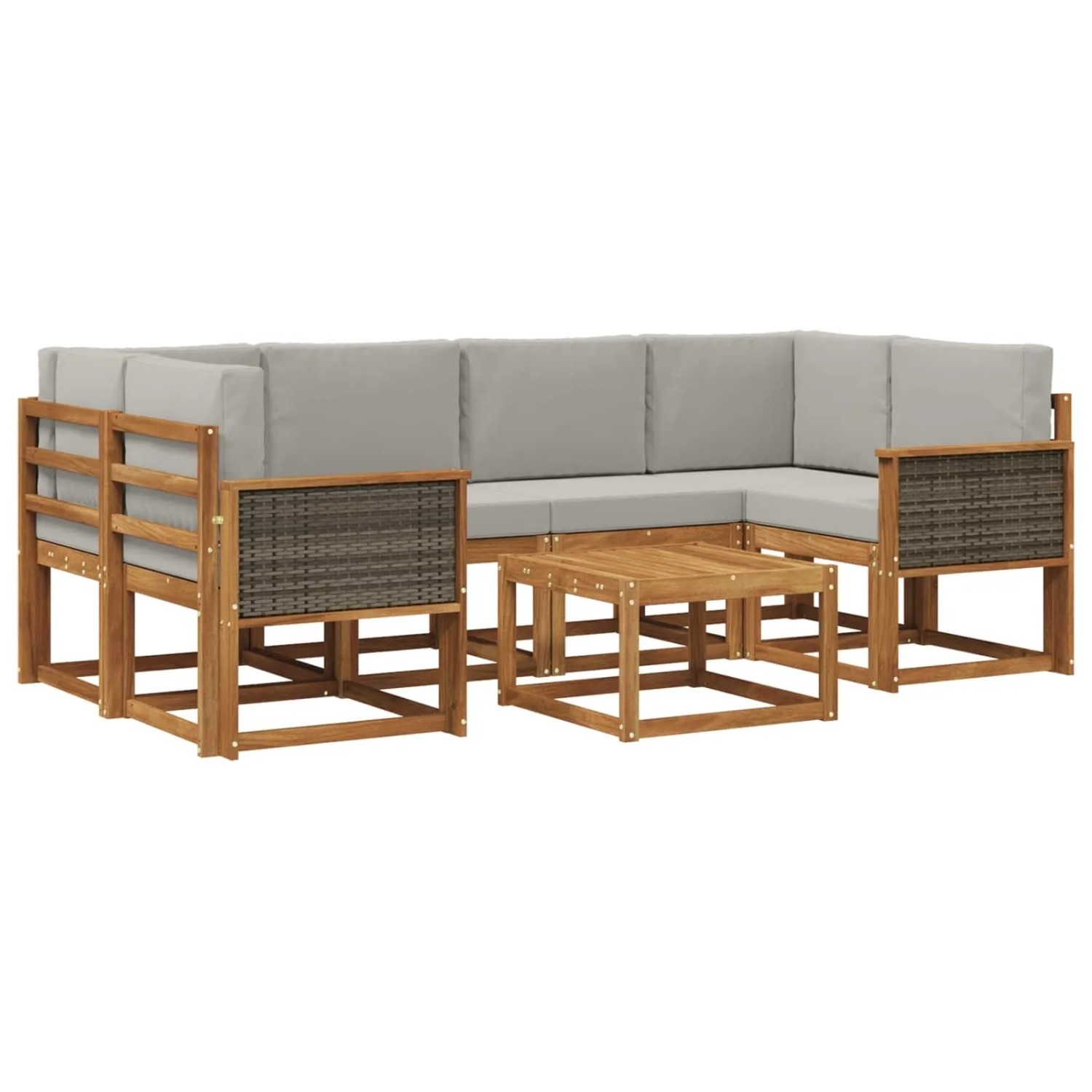 vidaXL Outdoor-Sofagarnitur mit Kissen 5 Stk Natur und Hellgrau 3385027