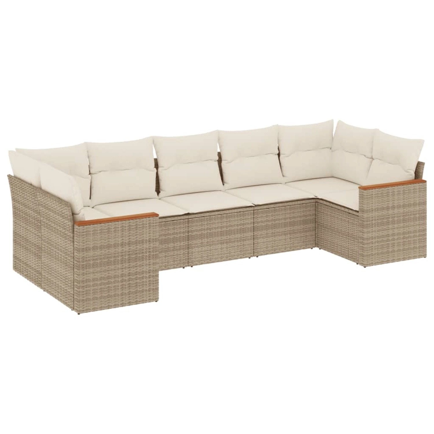 vidaXL 7-Tlg Garten-Sofagarnitur mit Kissen Beige Poly Rattan 3226268 günstig online kaufen