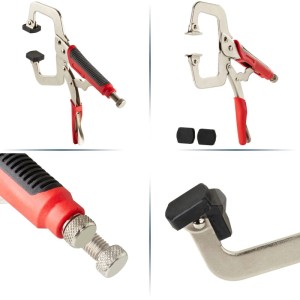 SOTECH Grip Klemmzange Typ C, 285x145mm, mit roten Griffen, verstellbaren Backen und schwenkbaren Pads. Für Montagehilfe.