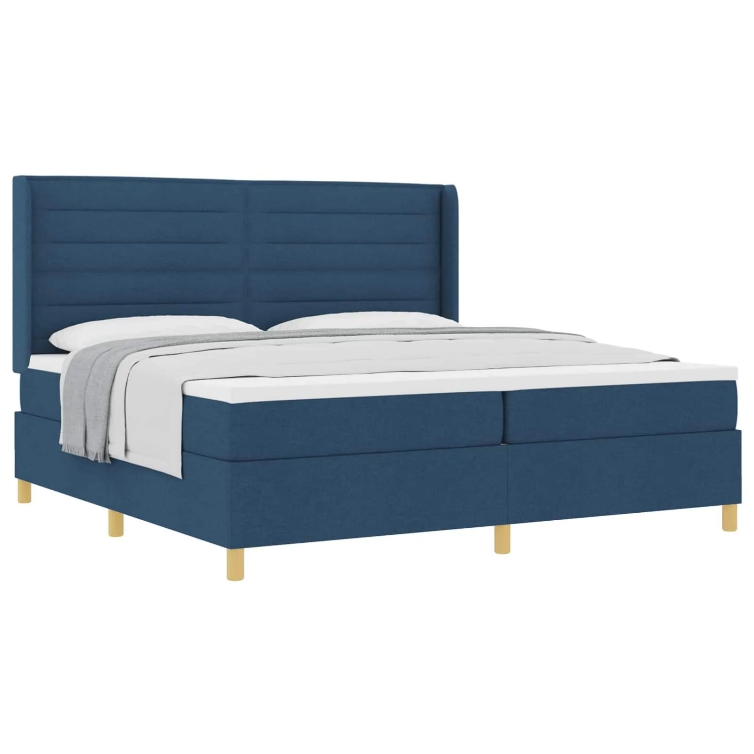 vidaXL Boxspringbett mit Matratze mit Kopfteil Blau 200 x 200 cm Stoff 3341797