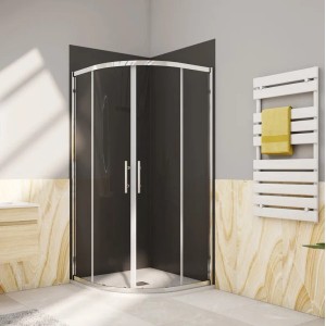 Duschparadies Duschkabine 100x100x185cm Runddusche 5mm Nano Glas Dusche Viertelkreis Duschabtrennung Duschtür Schiebetür