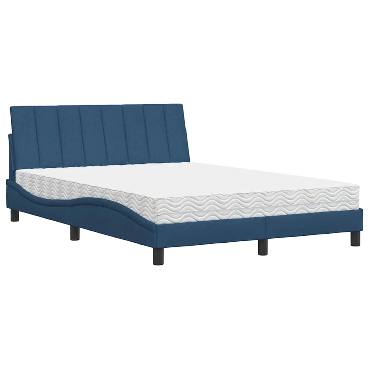 vidaXL Bett mit Matratze Hanko Blau 140x200 cm Stoff 3310537