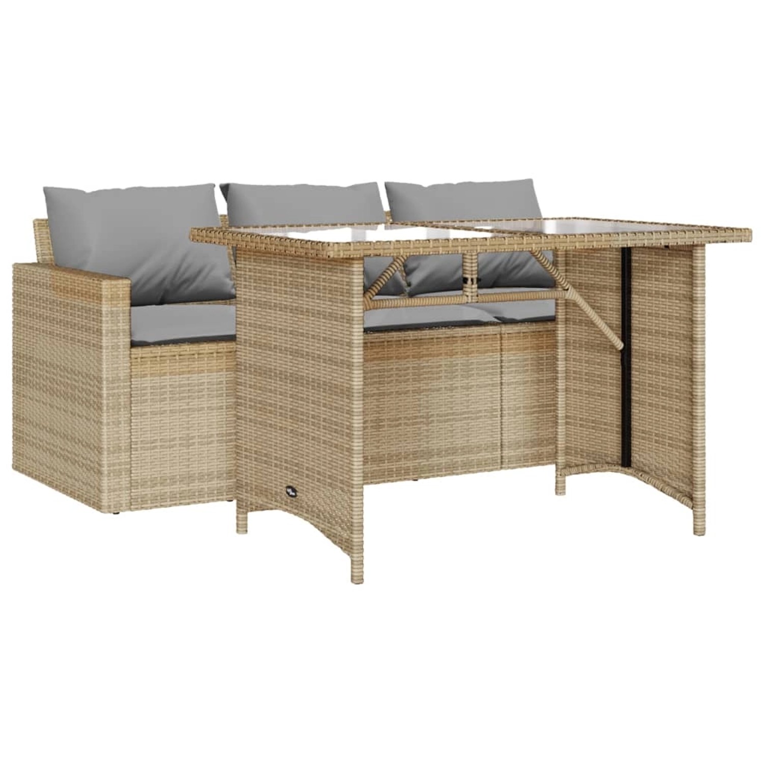 vidaXL 2-Tlg Garten-Essgruppe mit Kissen Beige Poly Rattan 366333 günstig online kaufen