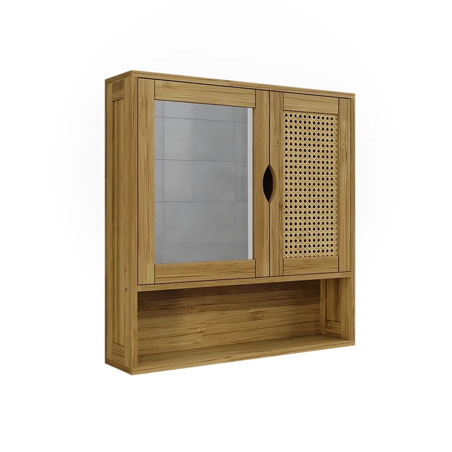 Vicco Badspiegelschrank Liora Bambus 56 x 58 mit Spiegel