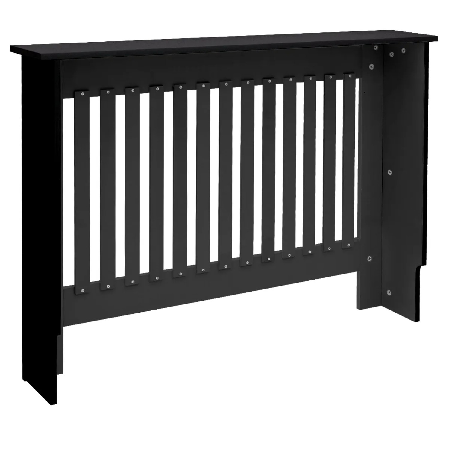 Schwarze ECD Germany Heizkörperverkleidung im Landhausstil aus MDF, 112x82cm.