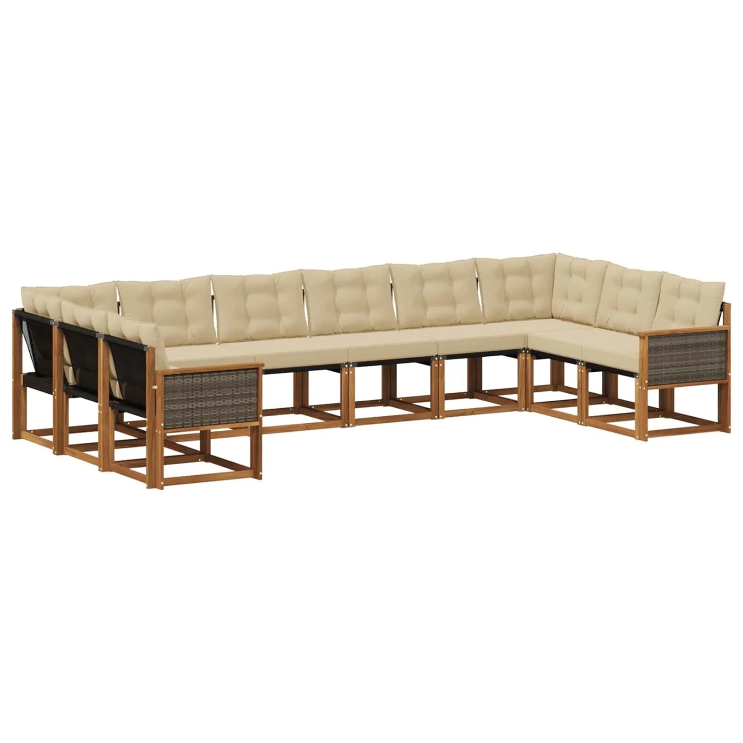 vidaXL Outdoor-Sofagarnitur mit Kissen 10 Stk Natur und Beige 3382237