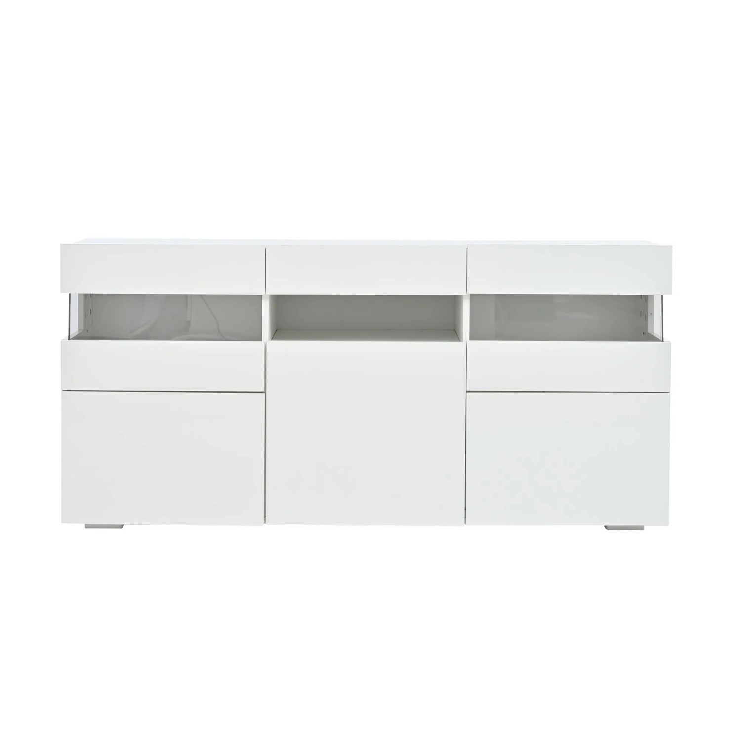 Merax Sideboard 140x40x66 cm 3 Türen LED Acryl Weiß