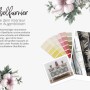 Möbelfolie Hellminz: Dekor-Beispiele, Farbmuster und Anwendungsbeispiel auf Kommode.