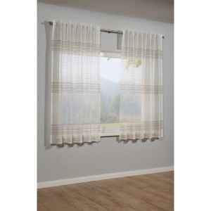 Beige Bennetti Schal mit Webstreifen als Fenstervorhang, 140x175 cm.