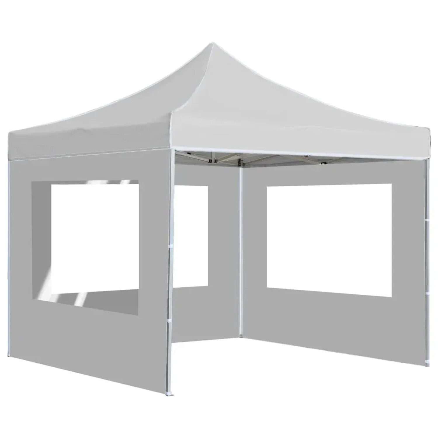 Weißes, faltbares 2x2 m Partyzelt mit Wänden und Aluminiumrahmen von vidaXL.