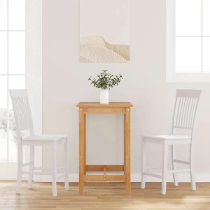 vidaXL Barhocker 2 Stk Weiß Massivholz Gummibaum 4102574