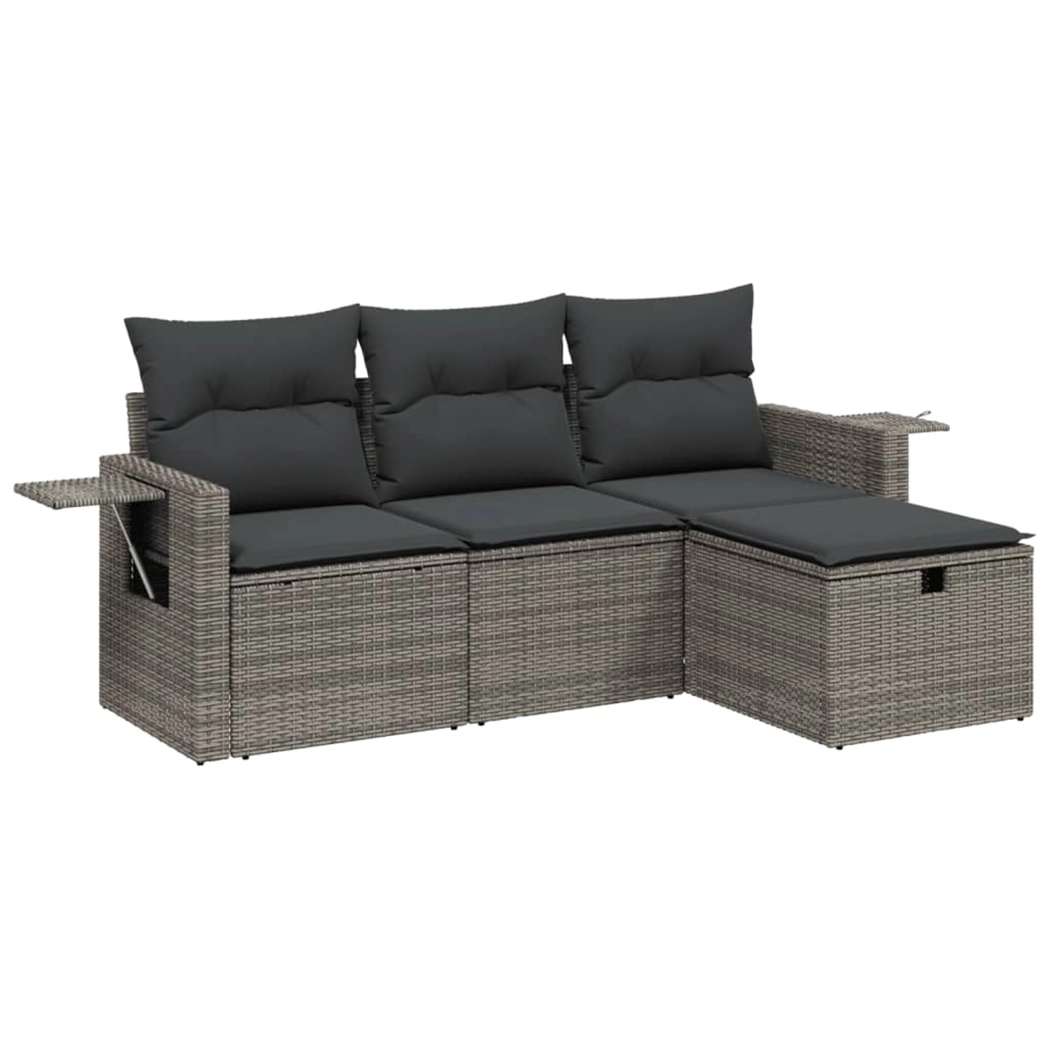vidaXL 4-Tlg Garten-Sofagarnitur mit Kissen Grau Poly Rattan 3263756 günstig online kaufen