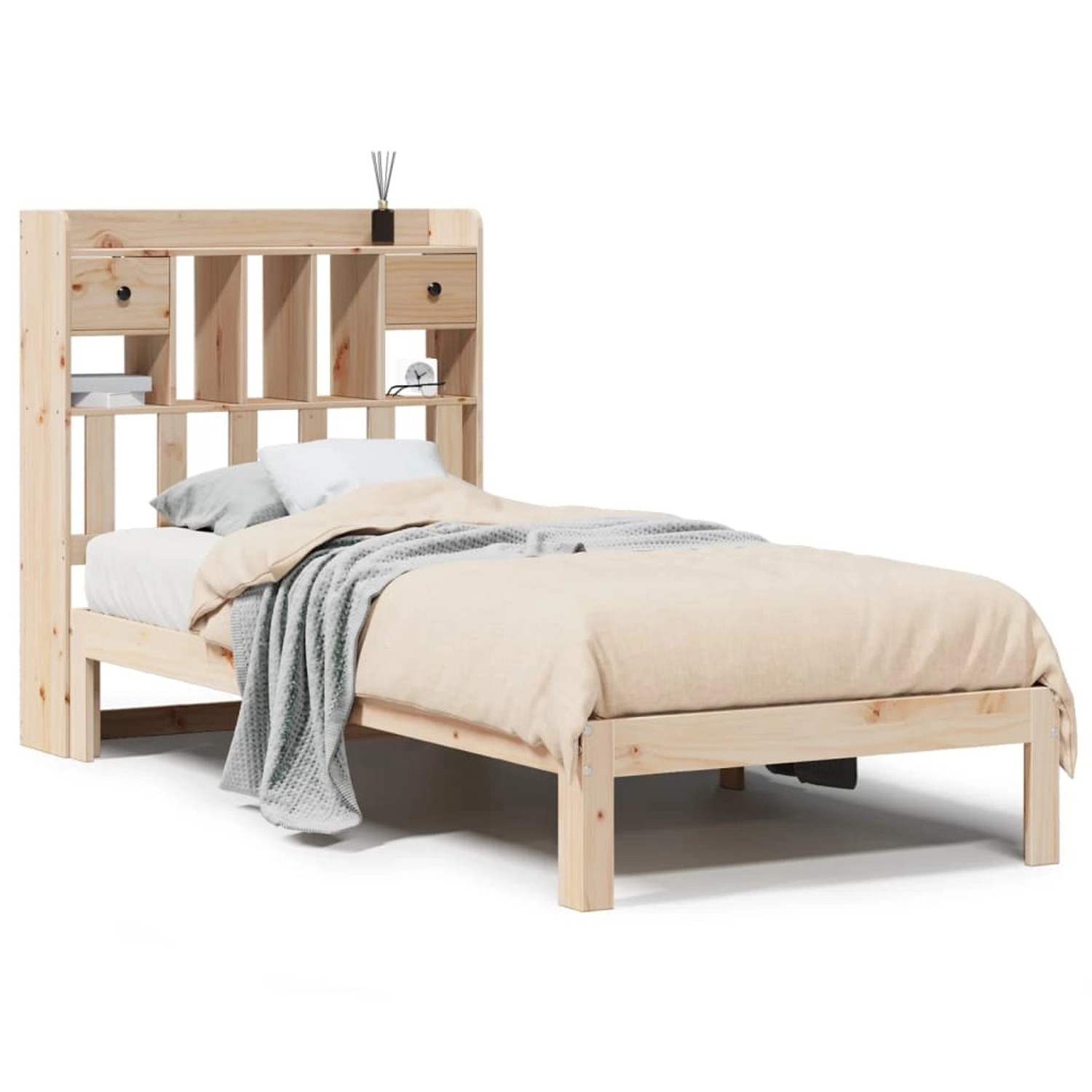 vidaXL Massivholzbett mit Regal ohne Matratze 90x190 cm Kiefer 3322587 günstig online kaufen