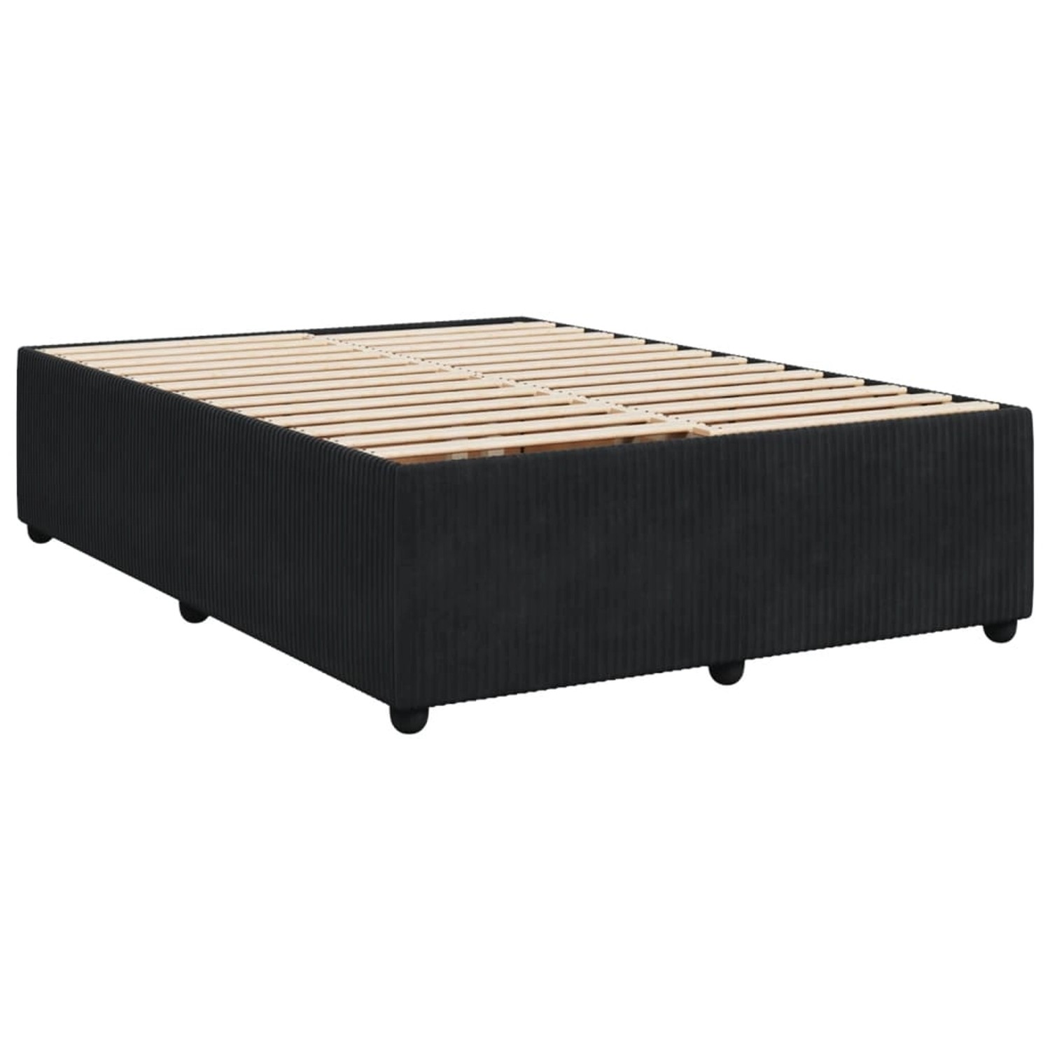 Schwarzes vidaXL Boxspringbett 160x200 cm mit Lattenrost, ohne Matratze und Kopfteil.
