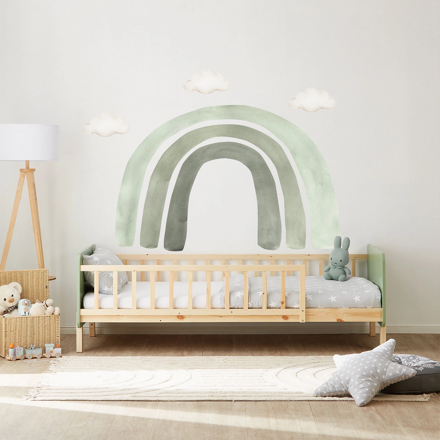 Homestyle4u Kinderbett 90x200 mit Raufallschutz Lattenrost Matratze Grün 2802_6