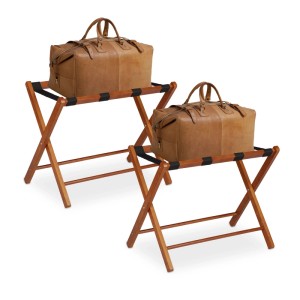 Relaxdays Kofferständer im 2er Set Holz Natur Klappbar 54 cm x 66 cm x 48 cm