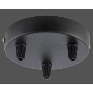 Schwarzer 3-flammiger Lampen-Baldachin zur individuellen Gestaltung von Pendelleuchten.