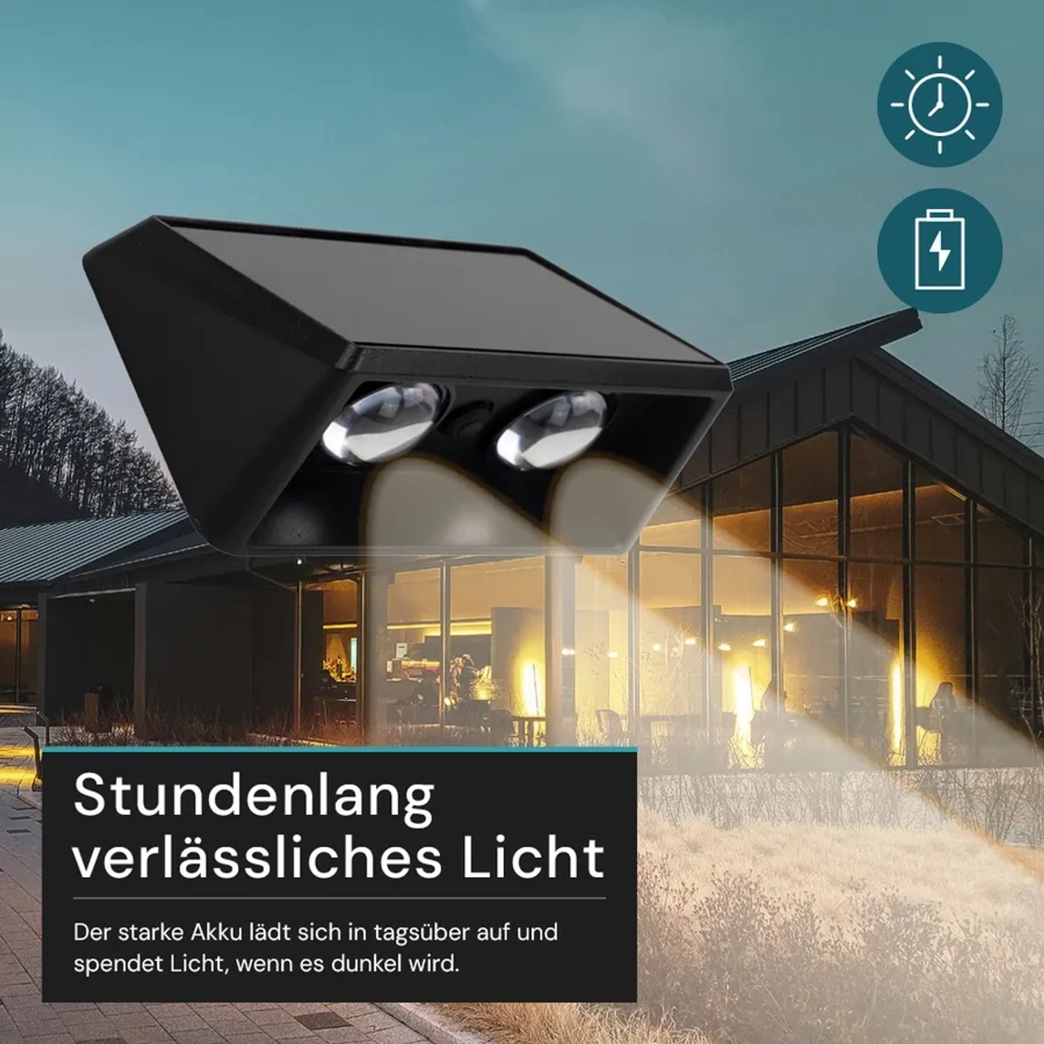 LUXULA Solar Wandleuchte 2-flammig CCT Warm- Kaltweiß 3000-6500K Akku LED Außenleuchte Gartenbeleuchtung IP54 Wetterfest Schwarz_5