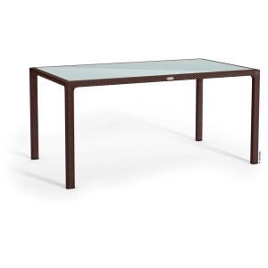 Esstisch Mokka mit Glasplatte, 160x90 cm, Flechtstruktur, ideal für Essgruppen.