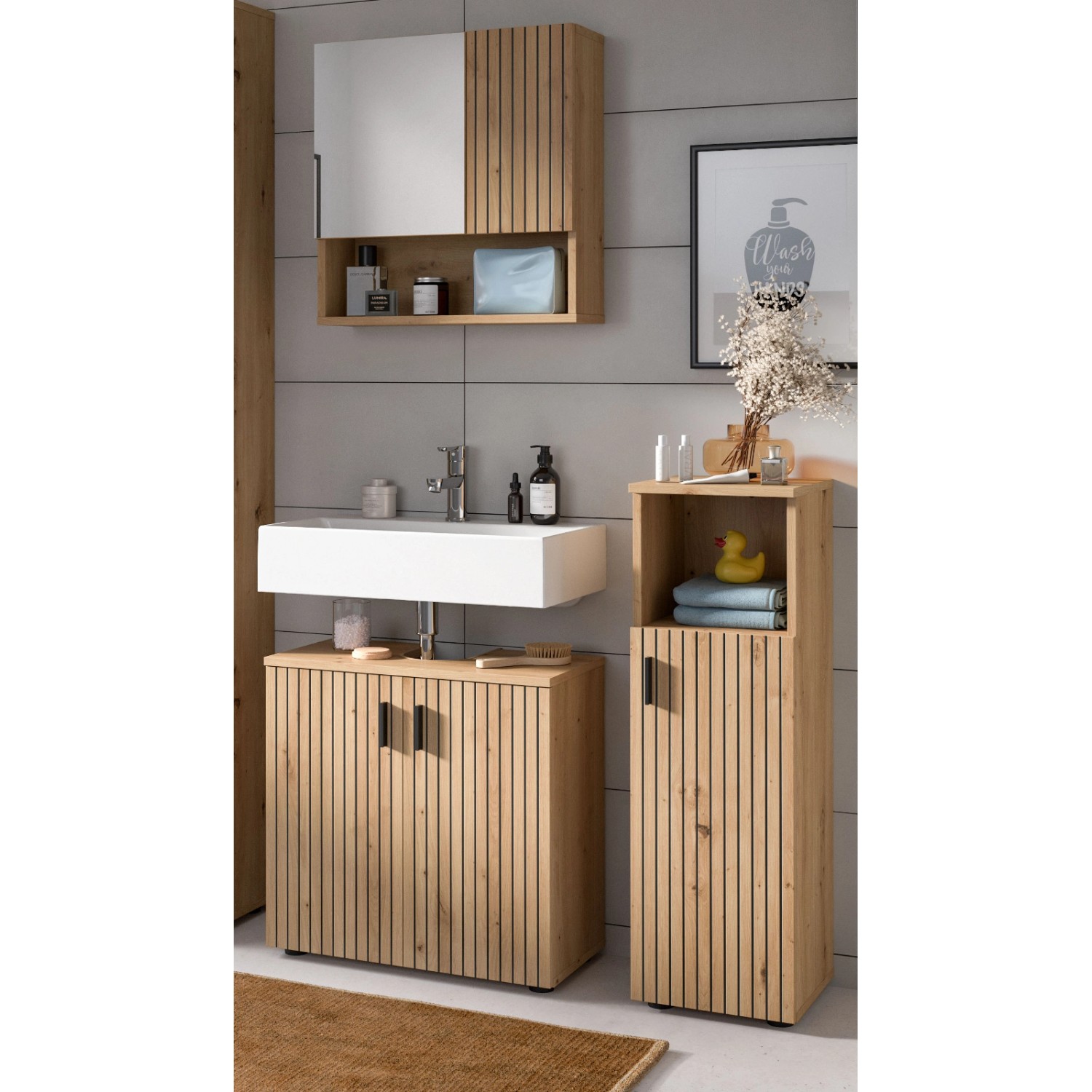 Inn.Furn Badmöbel Set in Eiche 3-teilig 105 cm Livia günstig online kaufen