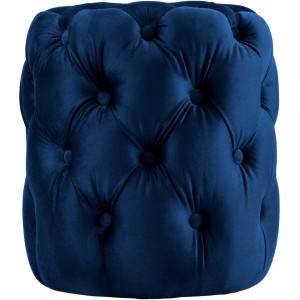 Blauer DELUKE Samt Hocker BADOR, 42x42x46cm, ideal als Sitzhocker oder Fußhocker.