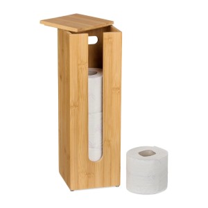 Relaxdays Toilettenpapierhalter Bambus Natur Freistehend Rutschfest 42 cm x 13,5 cm x 13,5 cm 1,5 kg