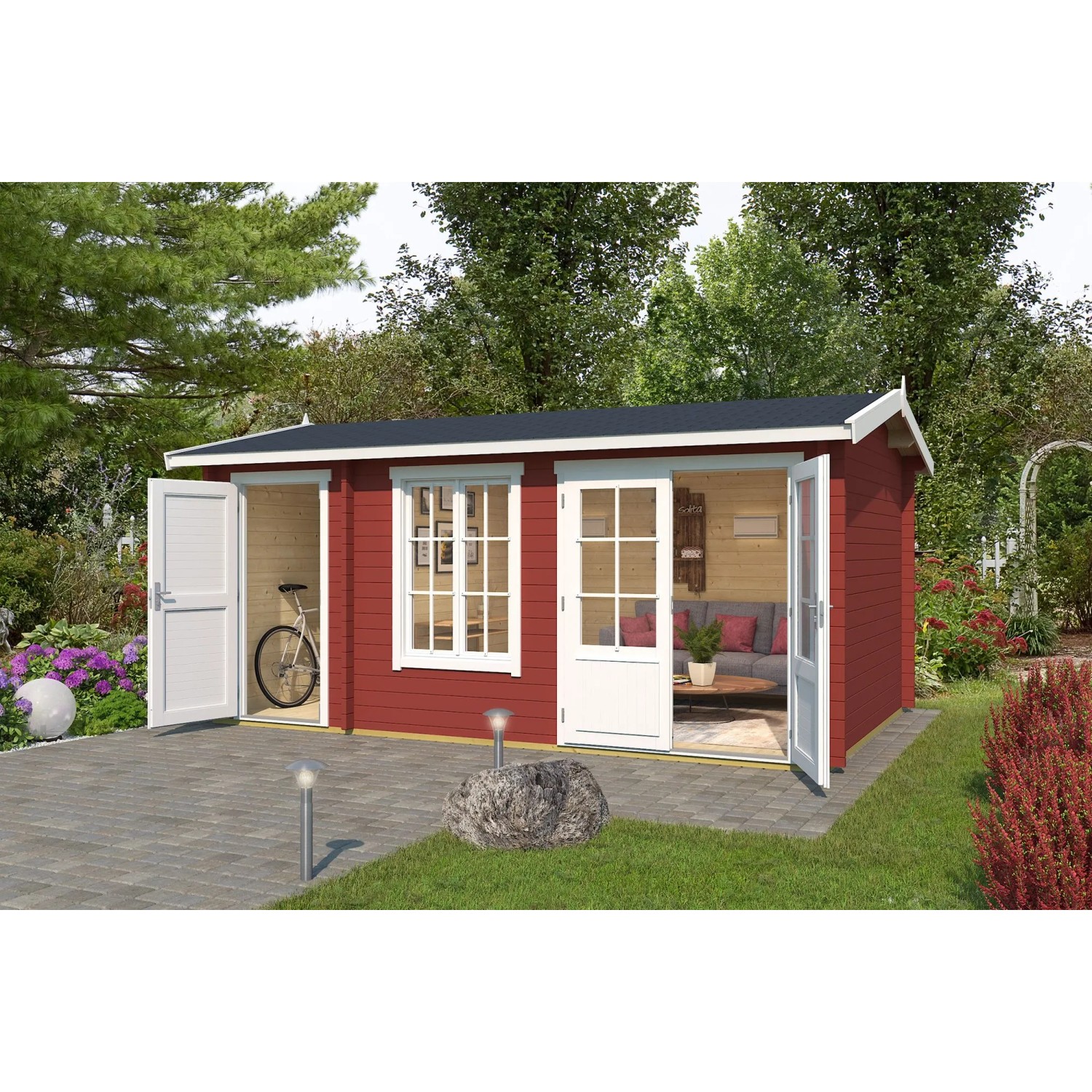 Lasita Holz-Gartenhaus Wrexham 2 Satteldach Lasiert 485 cm x 300 cm