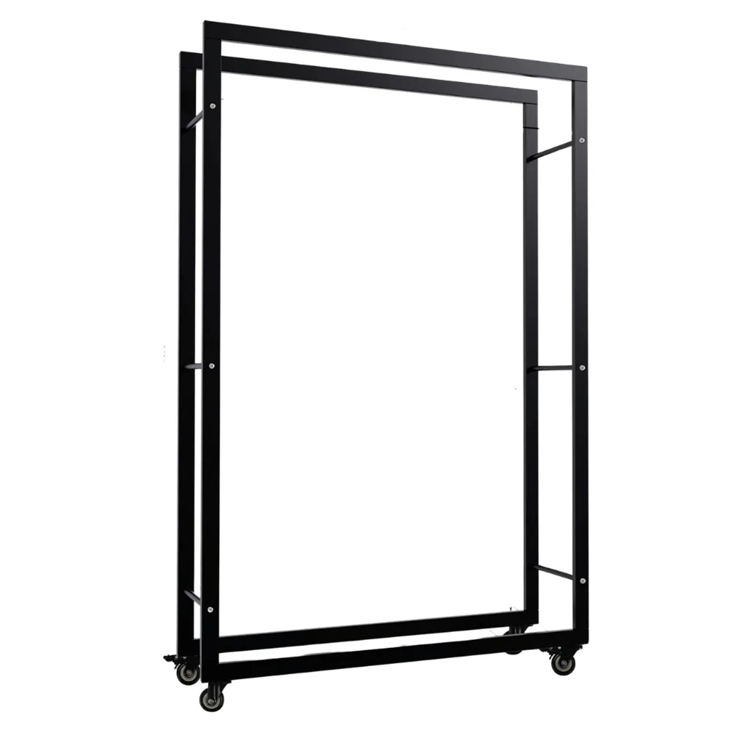 DELUKE Kaminholzregal Innen Metall SATLO Mit Rollen Brennholzregal Innen Kaminholzständer Feuerholzregal Schwarz 25x100x150cm