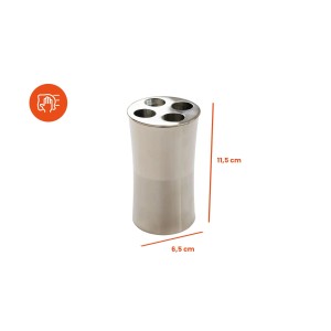 Bagnoxx Zahnbürstenhalter aus Edelstahl, silberfarben, mit 4 Löchern für Zahnbürsten.