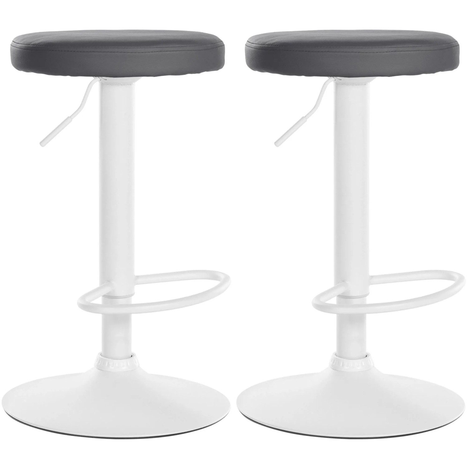 CLP 2er Set Barhocker Ponte Kunstleder Metall Matt Weiss/Grau