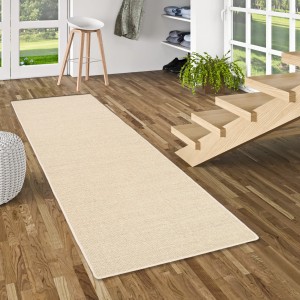 Snapstyle Sisal Natur Teppichläufer in Hirse, 80x200cm, auf Holzboden.