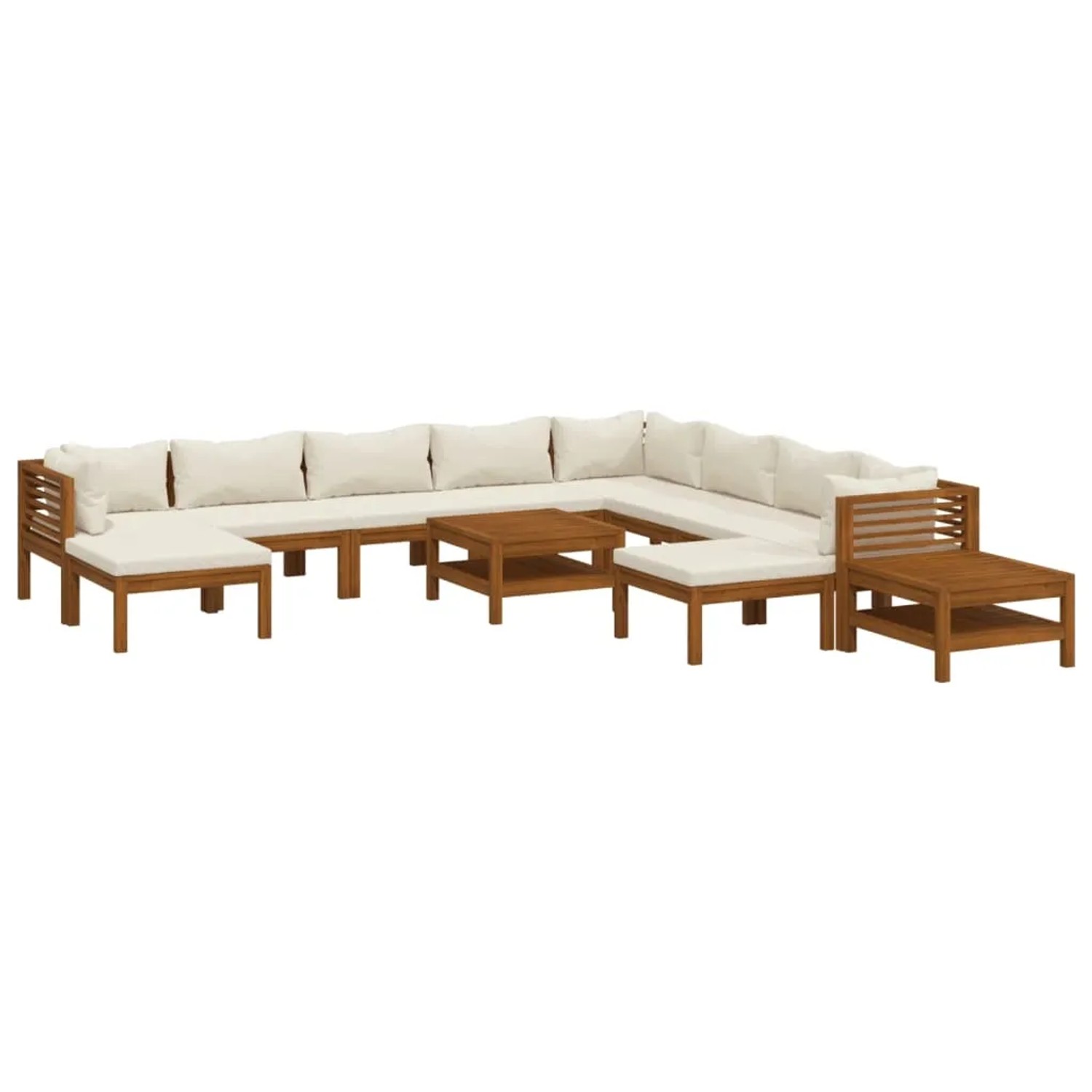 vidaXL 12-Tlg Garten-Lounge-Set mit Creme Kissen Massivholz Akazie 3086944