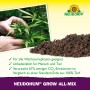 Neudorff Pflanzerde Neudohum Grow All-Mix: Torffreie Erde mit Cannabis-Pflanze und Erdhaufen.