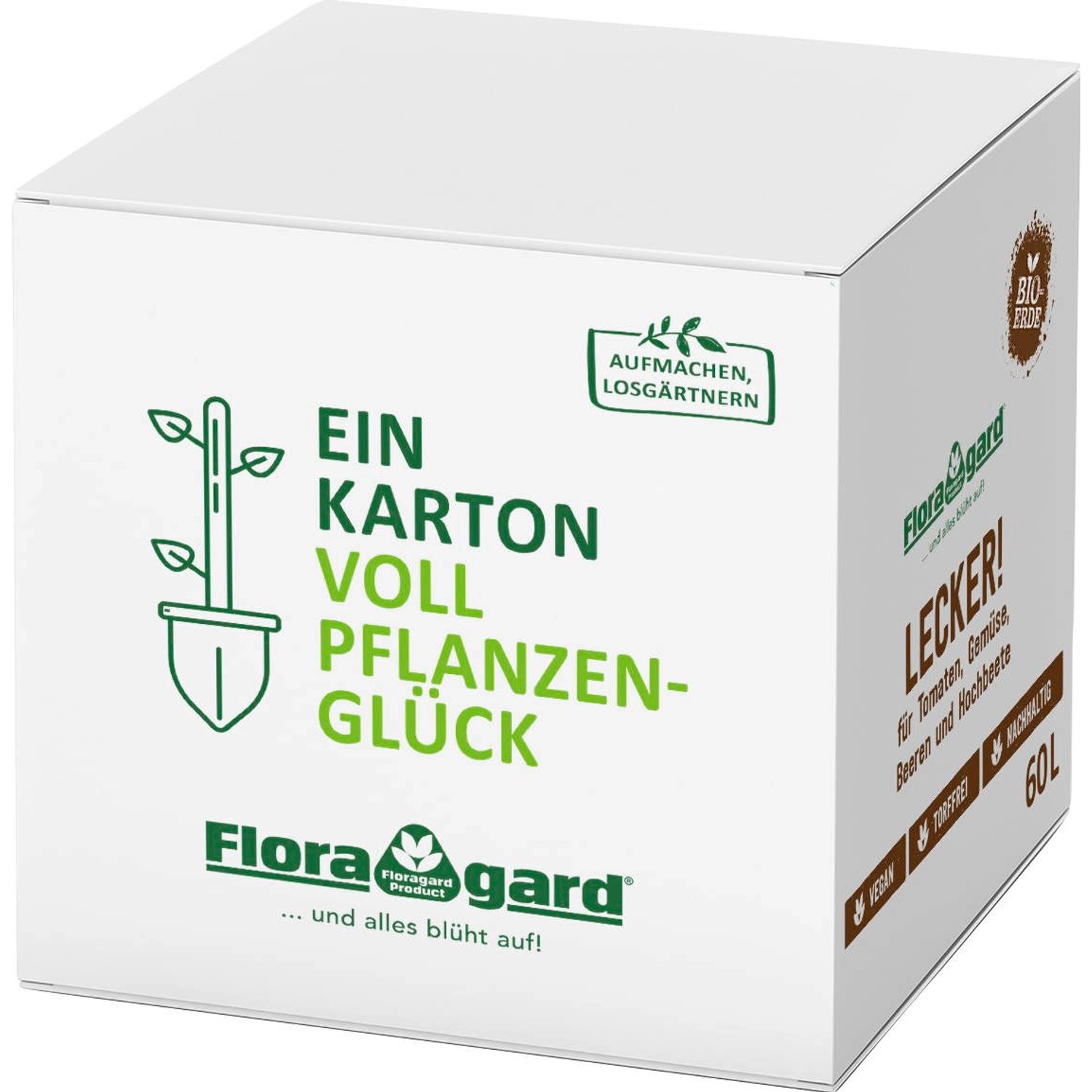 Floragard BioErde Lecker! Gemüse und Hochbeeterde in der Box 60 l