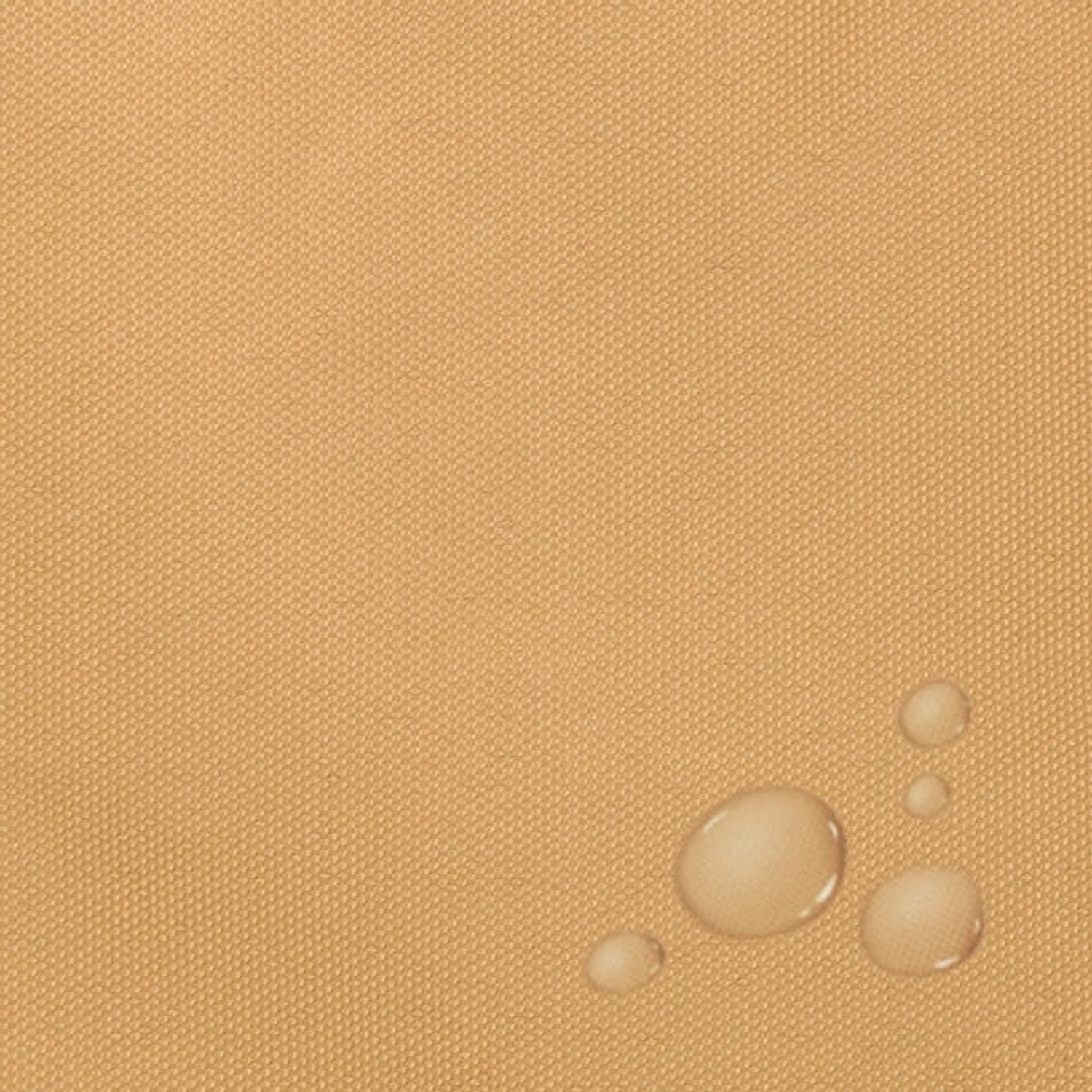 Detailaufnahme: Sandfarbenes, wasserabweisendes Karat Sonnensegel mit Wassertropfen.