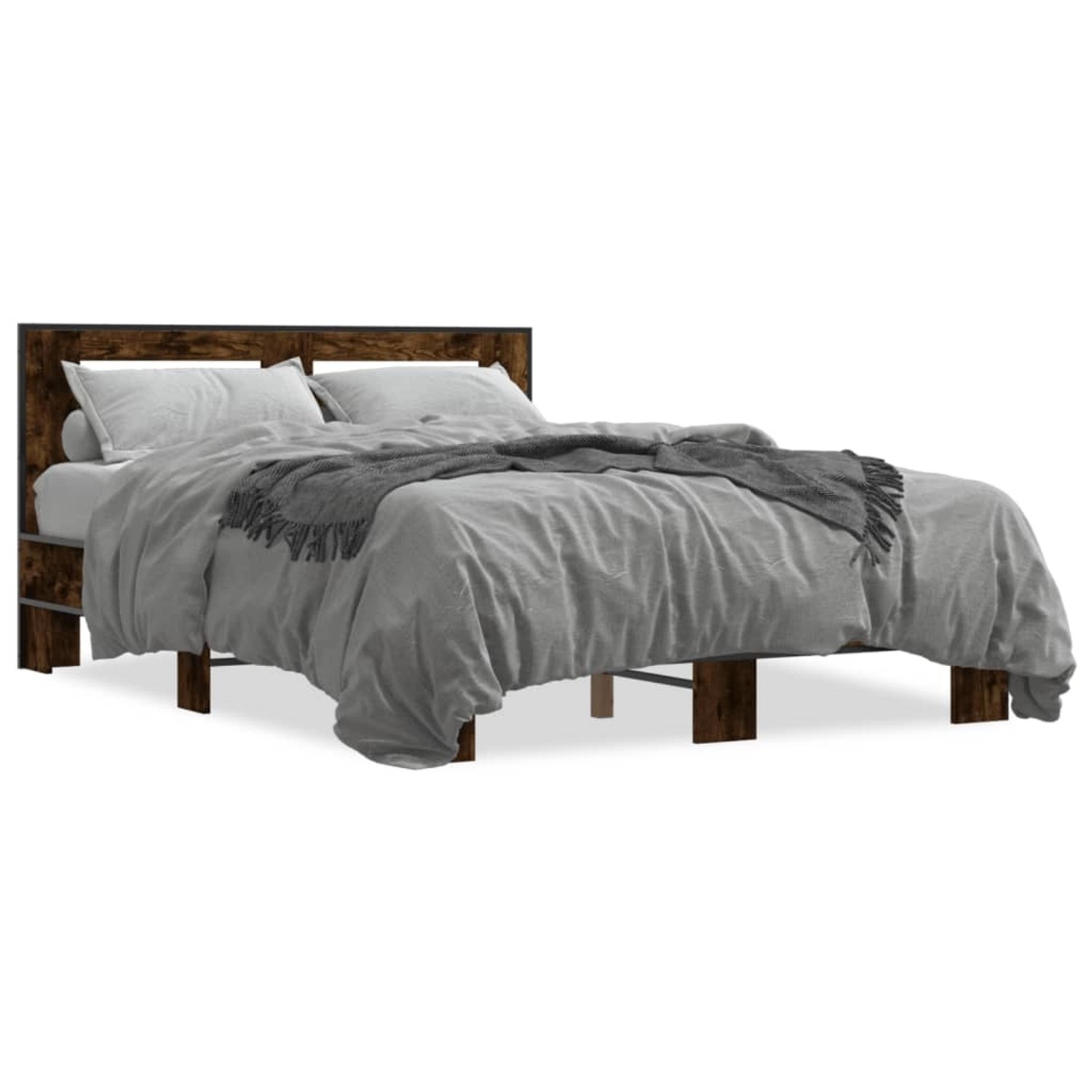 vidaXL Bettgestell Räuchereiche 120x200 cm Holzwerkstoff und Metall 3280109 günstig online kaufen