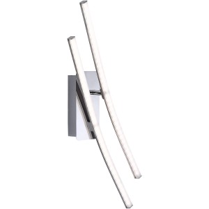 Moderne LED-Deckenleuchte Simon aus Stahl, 59x51 cm, mit zwei Leuchtarmen.