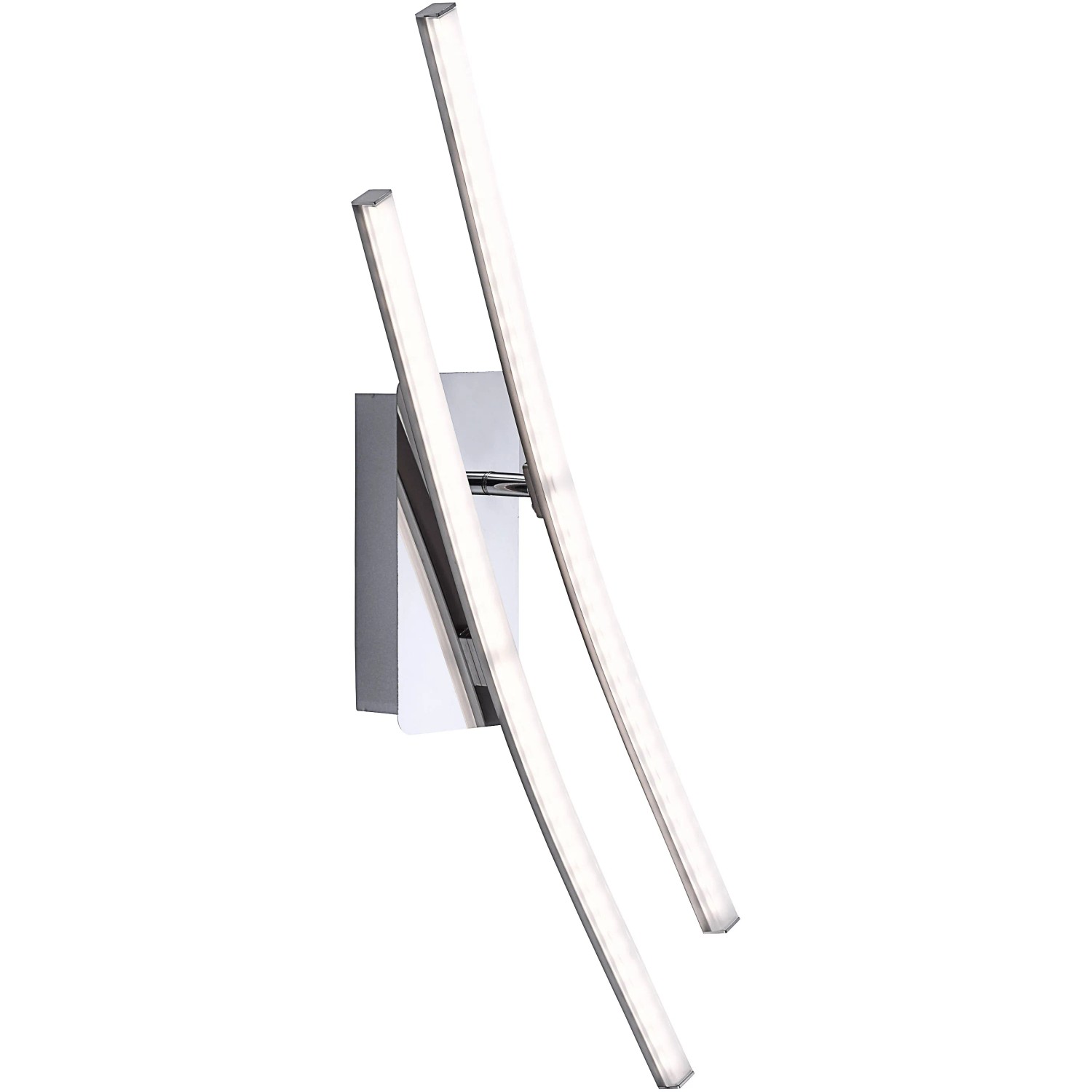 Moderne LED-Deckenleuchte Simon aus Stahl, 59x51 cm, mit zwei Leuchtarmen.