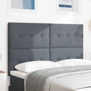 vidaXL LED Kopfteil mit LED-Lichtleisten Grau 160 cm Samt 3338444