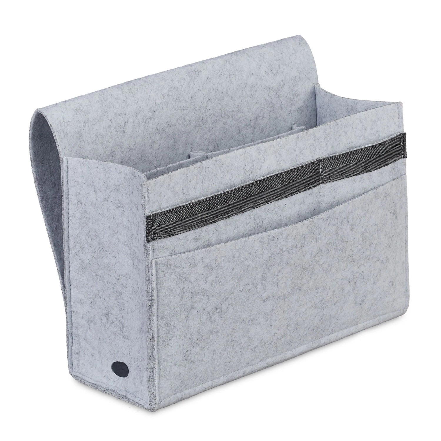 Relaxdays Betttasche Filz Hellgrau mit Klettverschluss 27 cm x 31,5 cm x 11,5 cm 230 g